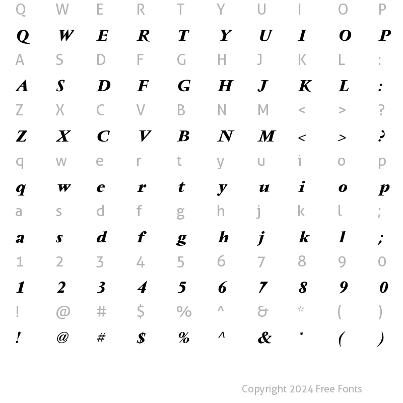 Character Map of VendomeICG Bold Italic