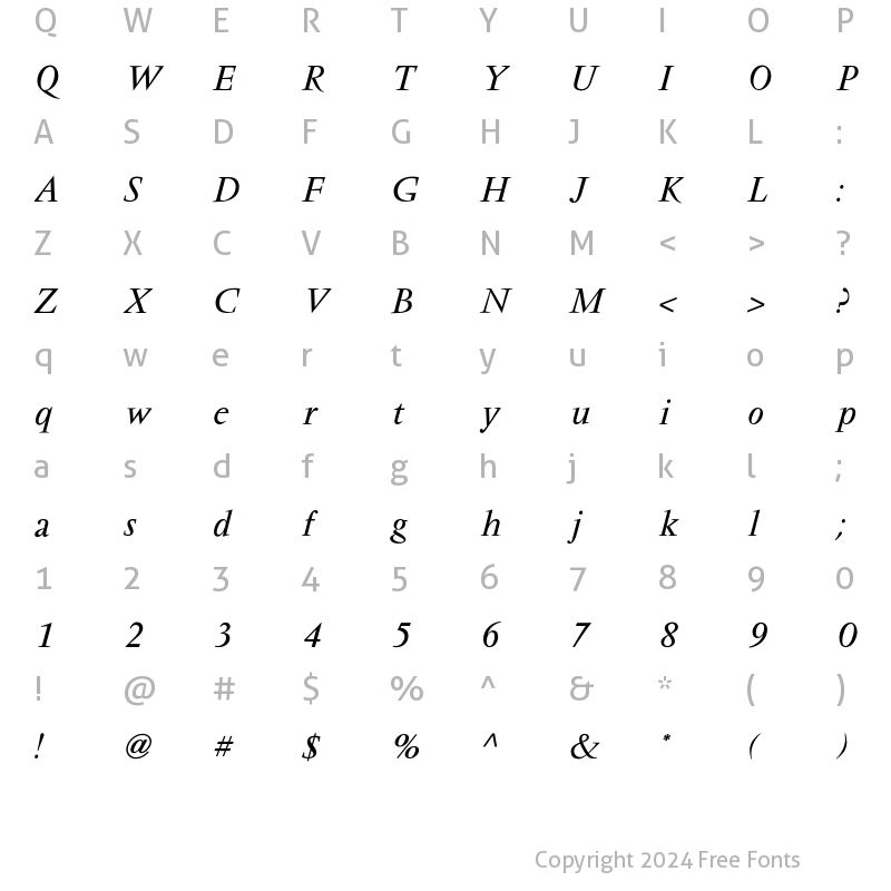 Character Map of VendomeICG Italic