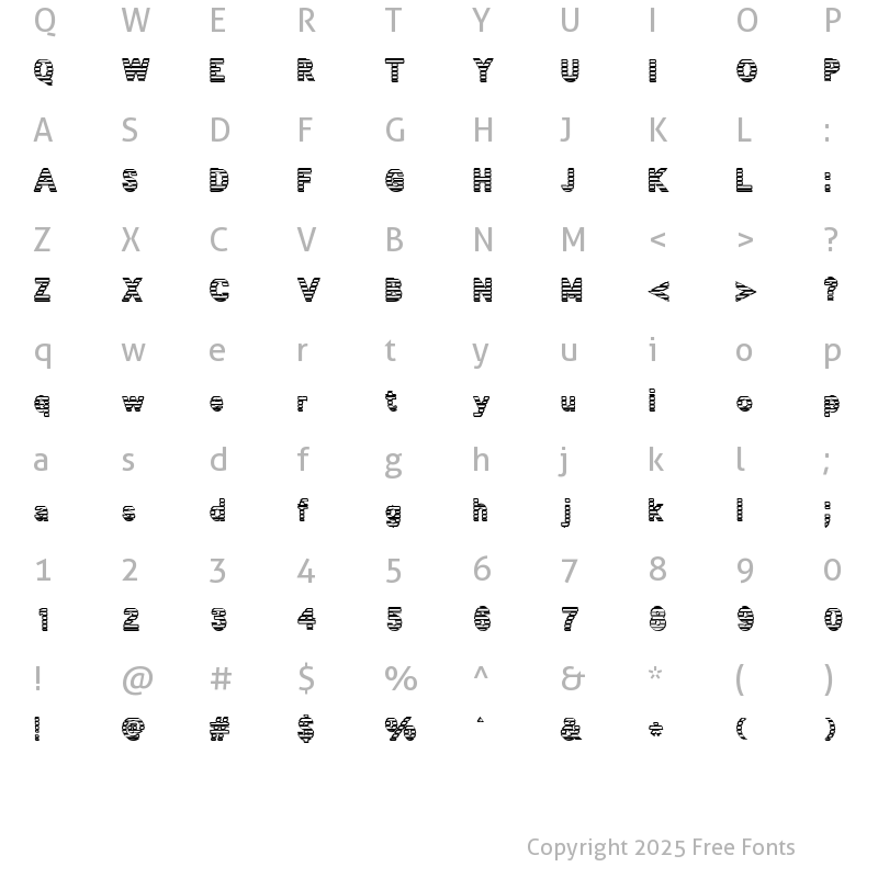 Character Map of Venitiennes Tryout Regular