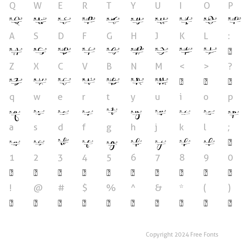 Character Map of Vennesia Monogram Vennesia