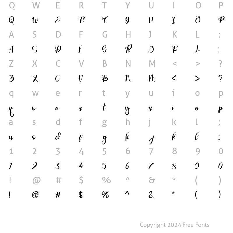 Character Map of Vennesia Regular