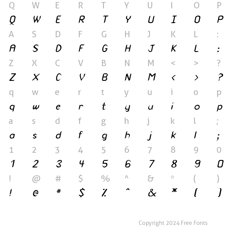 Character Map of Venom Oblique