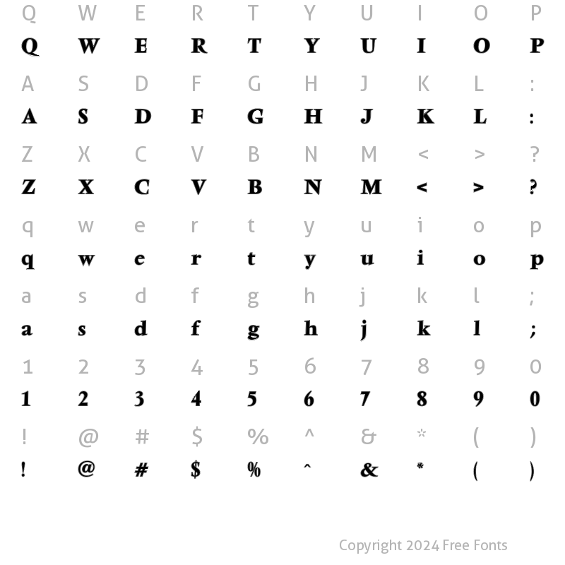 Character Map of VenturaInline-Bold Regular