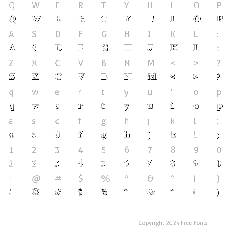 Character Map of VenturaShadow-Bold Regular