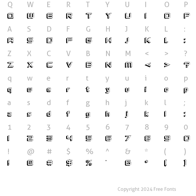 Character Map of VentureShadow Regular