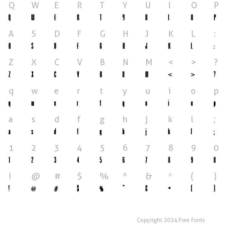 Character Map of Venus-Normal Wd Bold Regular