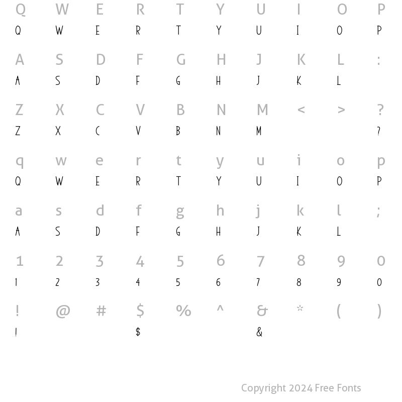 Character Map of Veola Normal Regular