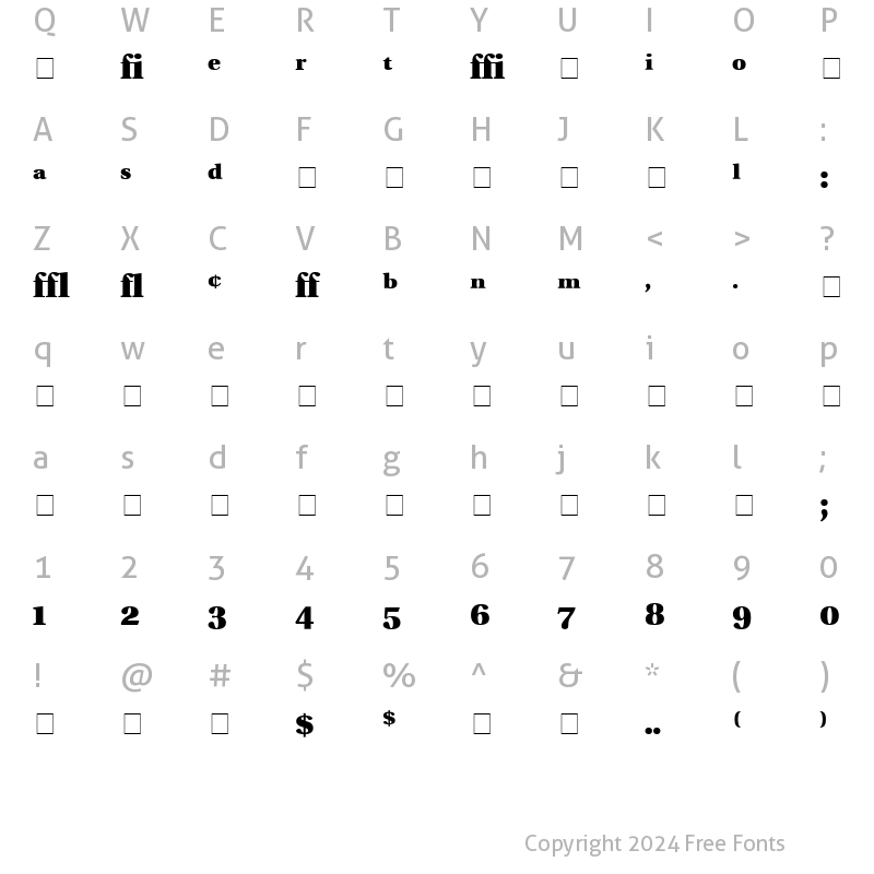 Character Map of Veracity Pro Black SSi Black