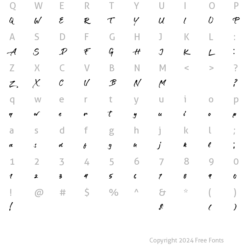 Character Map of Verbena Regular