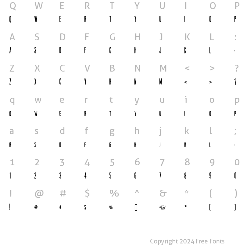 Character Map of Verboten Medium