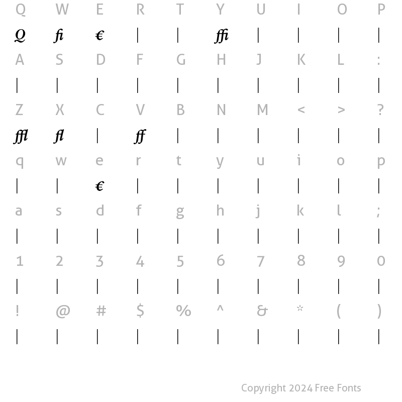 Character Map of Verdigris MVB ALT Bold Italic