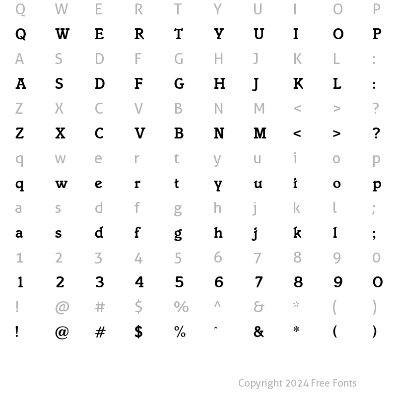 Character Map of Verdun Regular