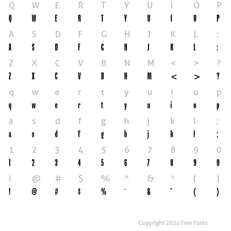 Character Map of Verkehr ITC Std Regular