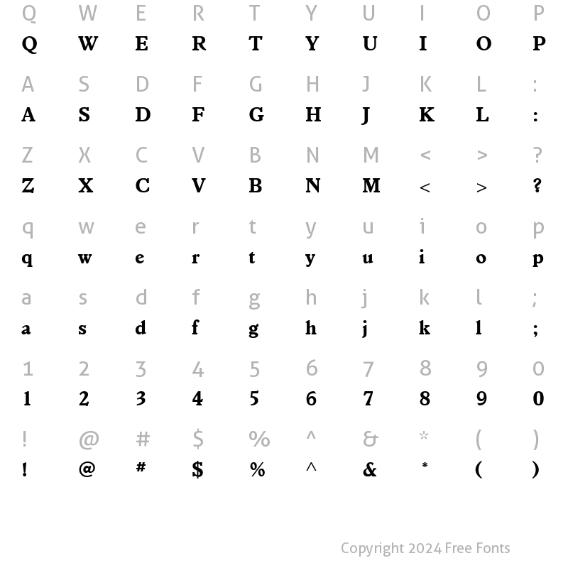 Character Map of VeroneseBold Medium