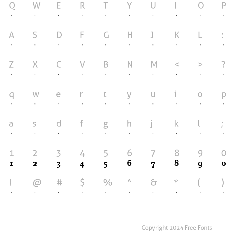 Character Map of VeroneseBoldOldStyleFigures Medium