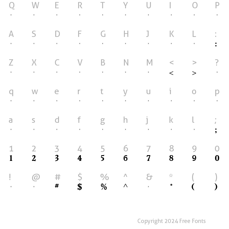 Character Map of VeroneseBoldTab Medium