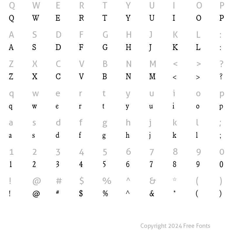 Character Map of VeroneseBookCondensed Medium