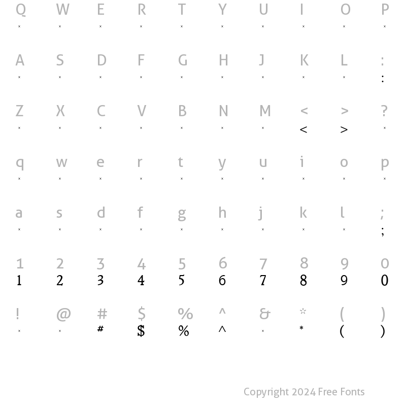 Character Map of VeroneseBookTab Medium