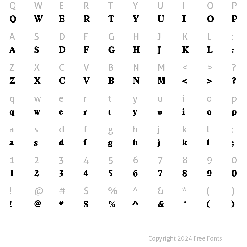 Character Map of VeroneseExtraBold Roman