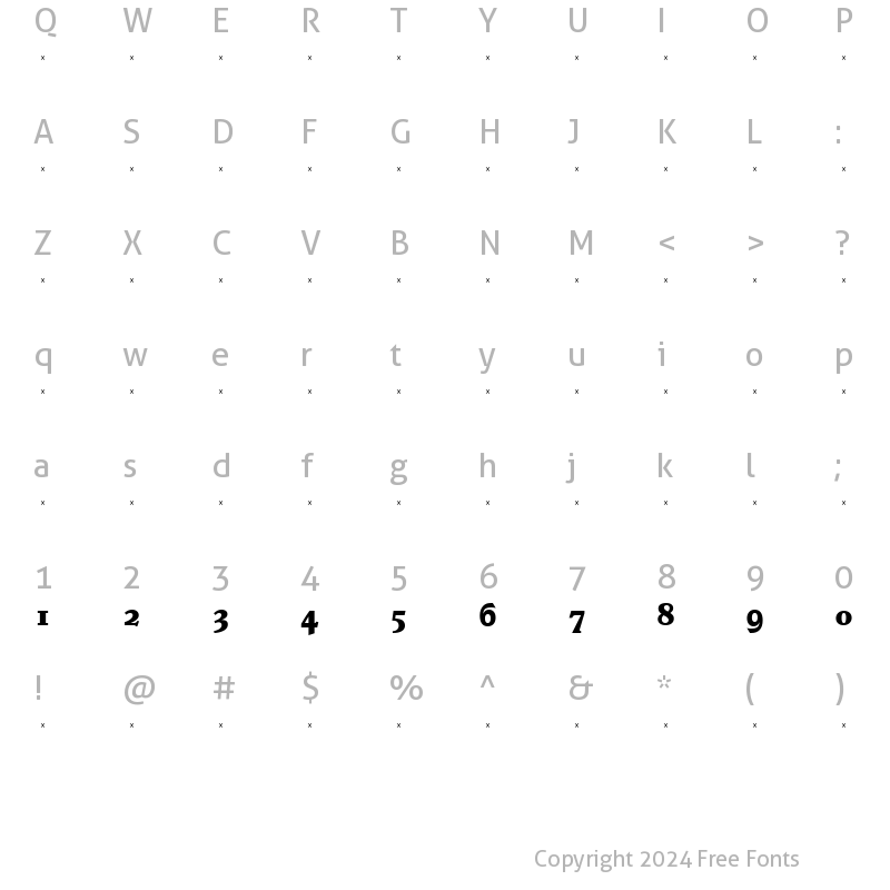 Character Map of VeroneseExtraBoldOldStyleFigures Medium