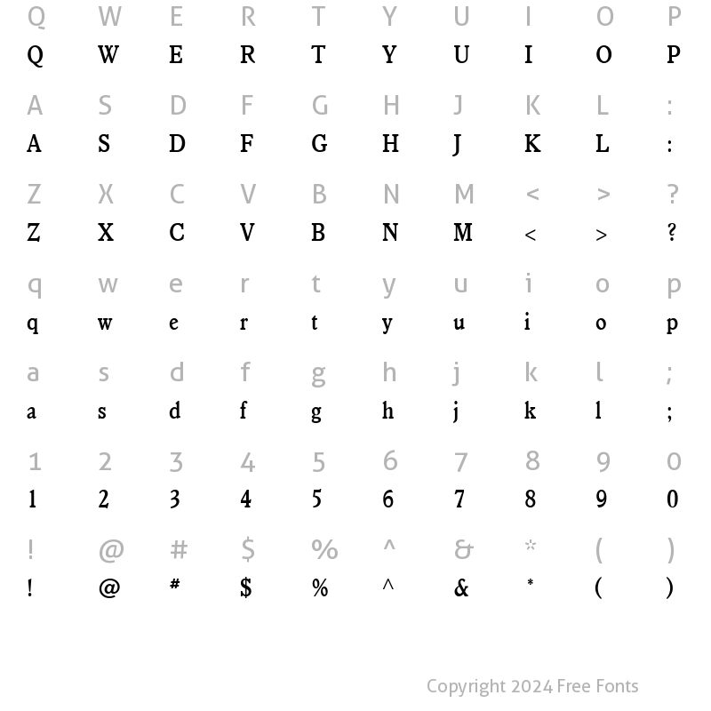 Character Map of VeroneseMediumCondensed Medium