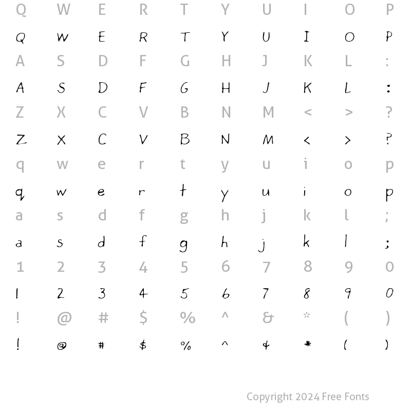 Character Map of VeronicasHand Regular