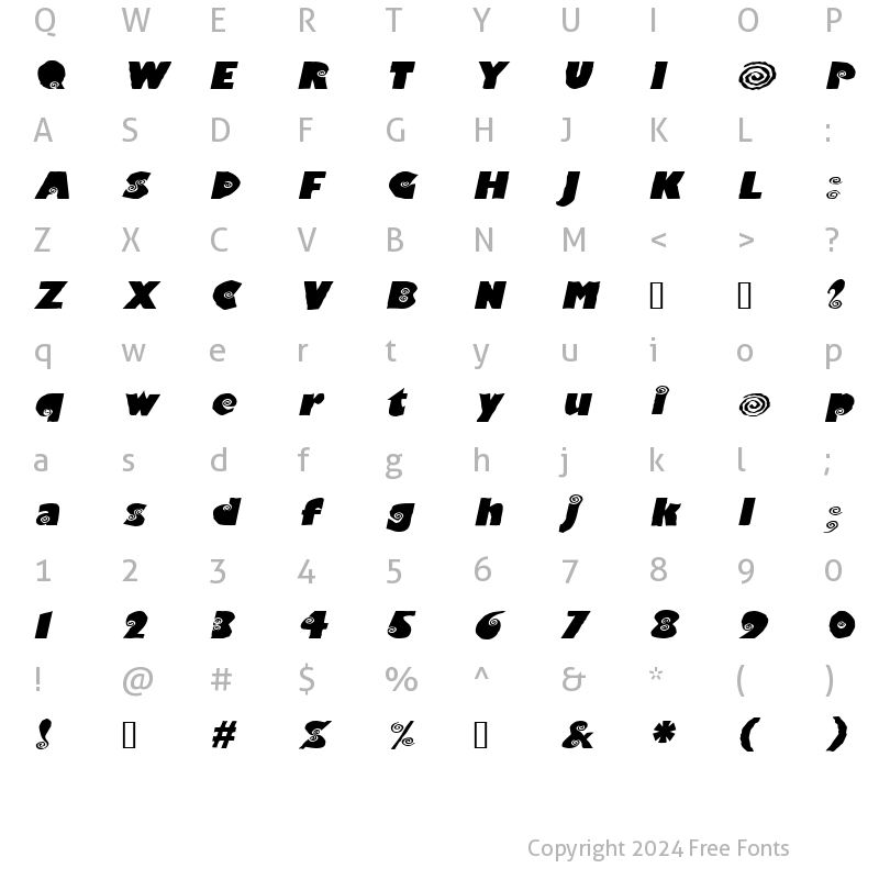 Character Map of VertigoExtended Oblique