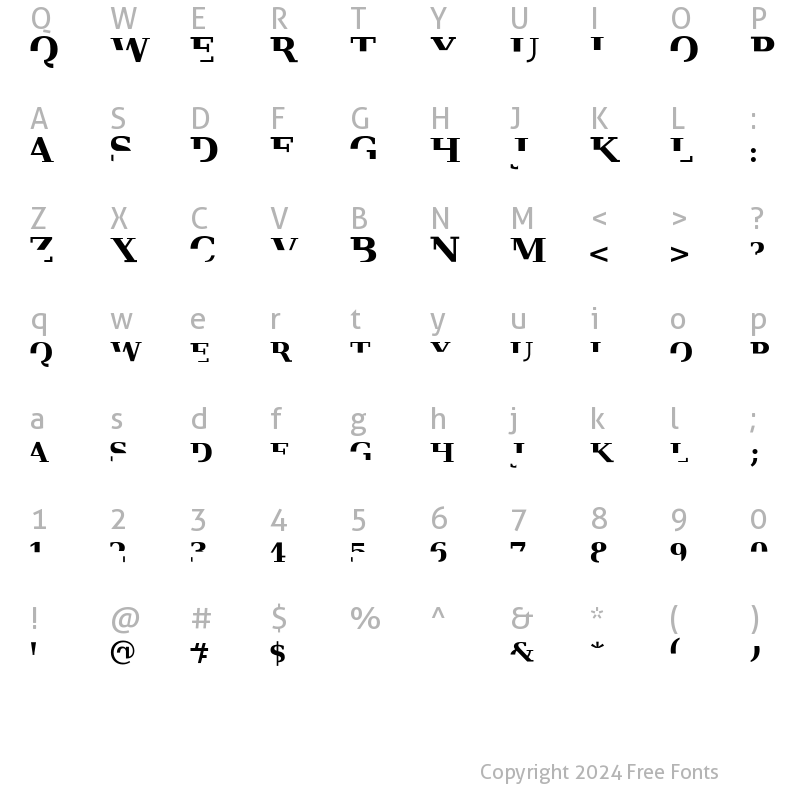 Character Map of Veru Serif Regular