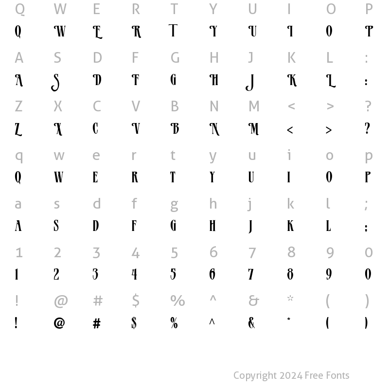 Character Map of Verve Alternate Regular