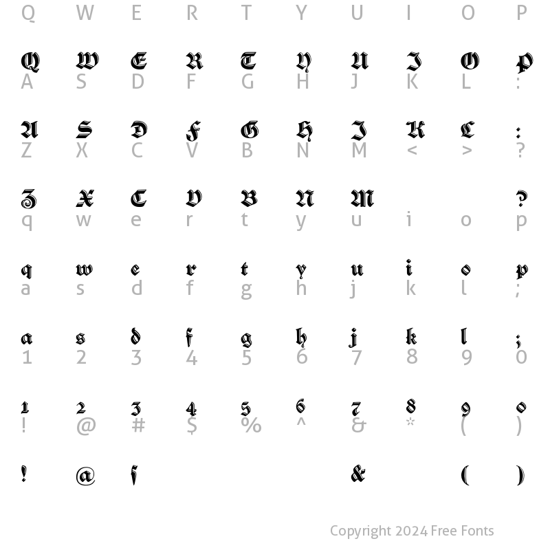 Character Map of VerzierteSchwabacher Regular