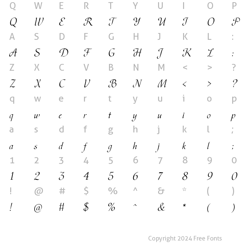 Character Map of VesnaC Regular