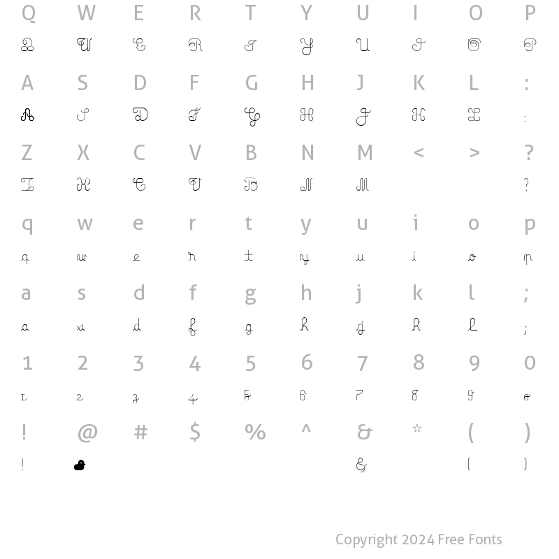 Character Map of vespertine Regular