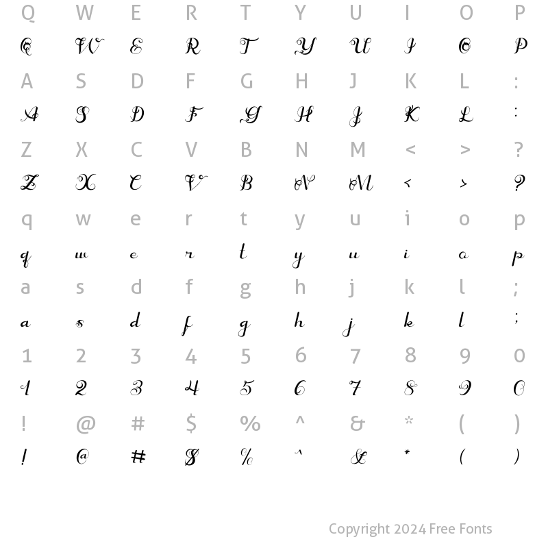 Character Map of Vialuna Regular