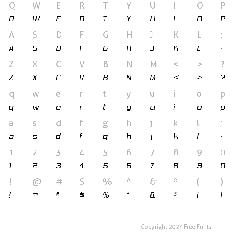 Character Map of Vibrocentric Italic