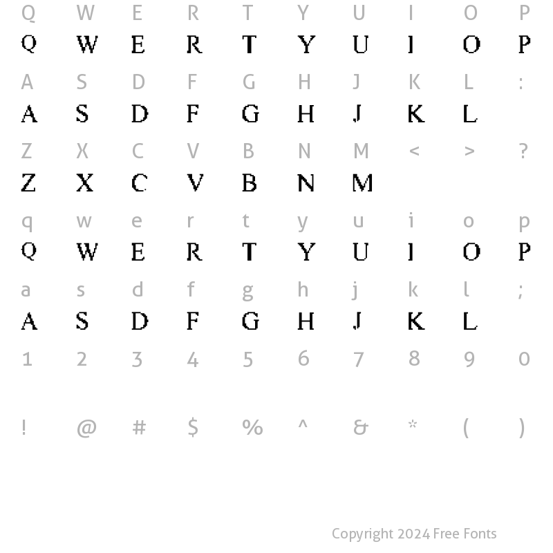 Character Map of Vic Twenty Regular