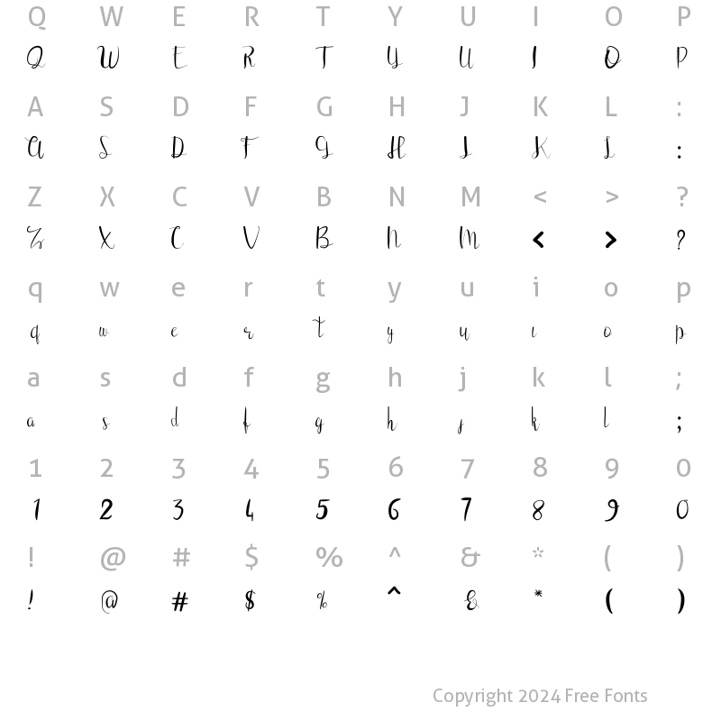 Character Map of Vicanza Regular