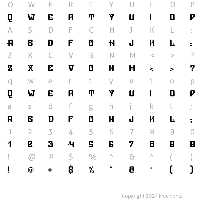 Character Map of Vice Presidente Regular