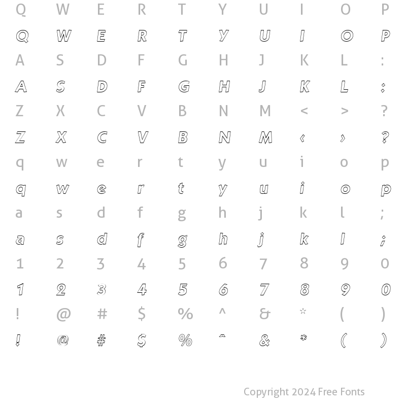 Character Map of VictorBeckerOutline BoldItalic