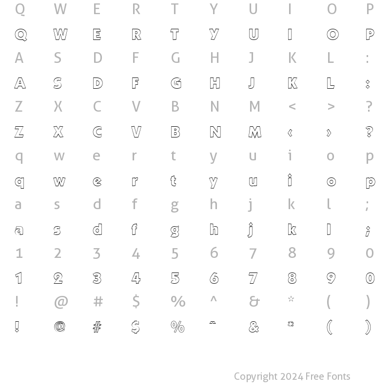 Character Map of VictorBeckerOutline-ExtraBold Regular