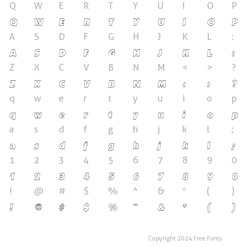 Character Map of VictorBeckerOutline-Heavy Italic