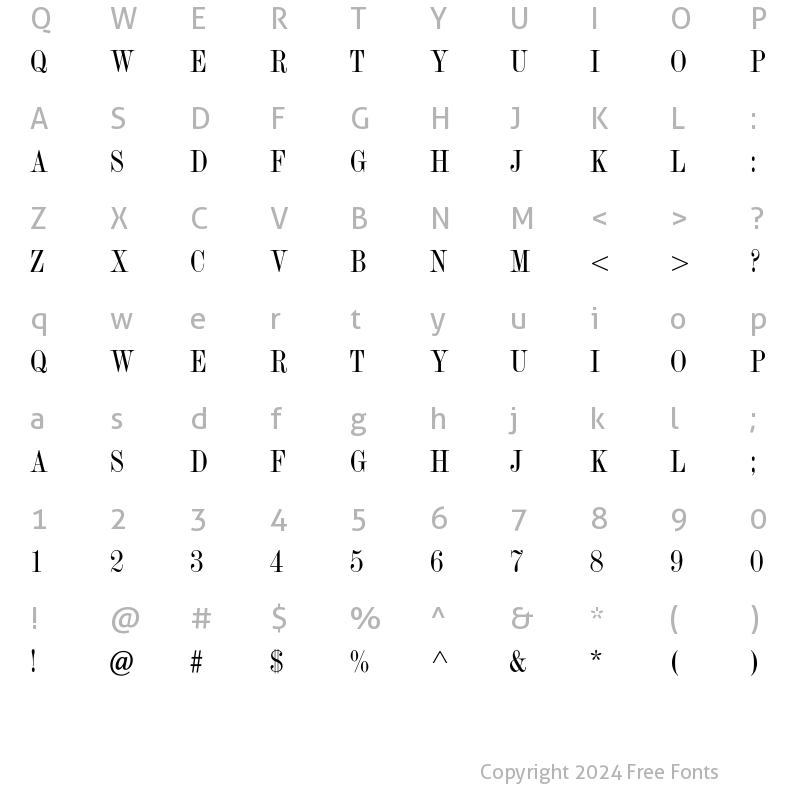 Character Map of Victoria Titling MT Std Cn