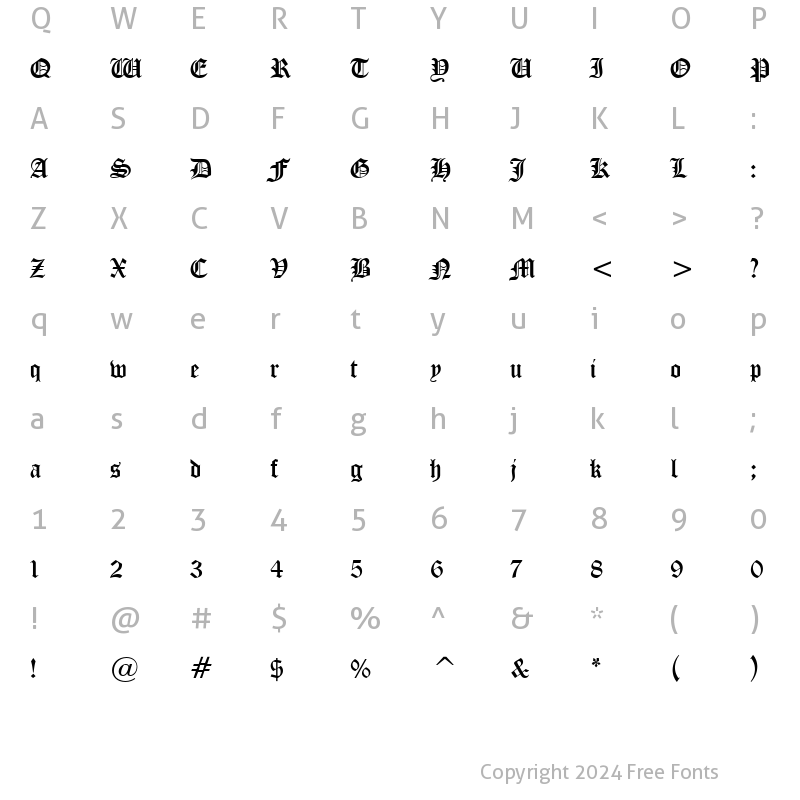 Character Map of Victorian Bold