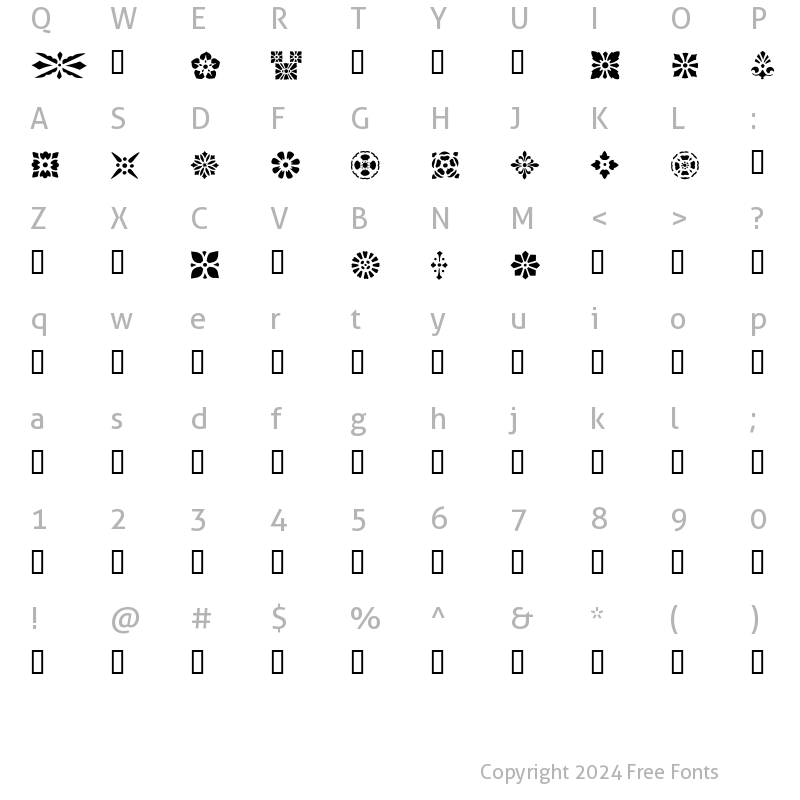 Character Map of Victorian Designs One Regular