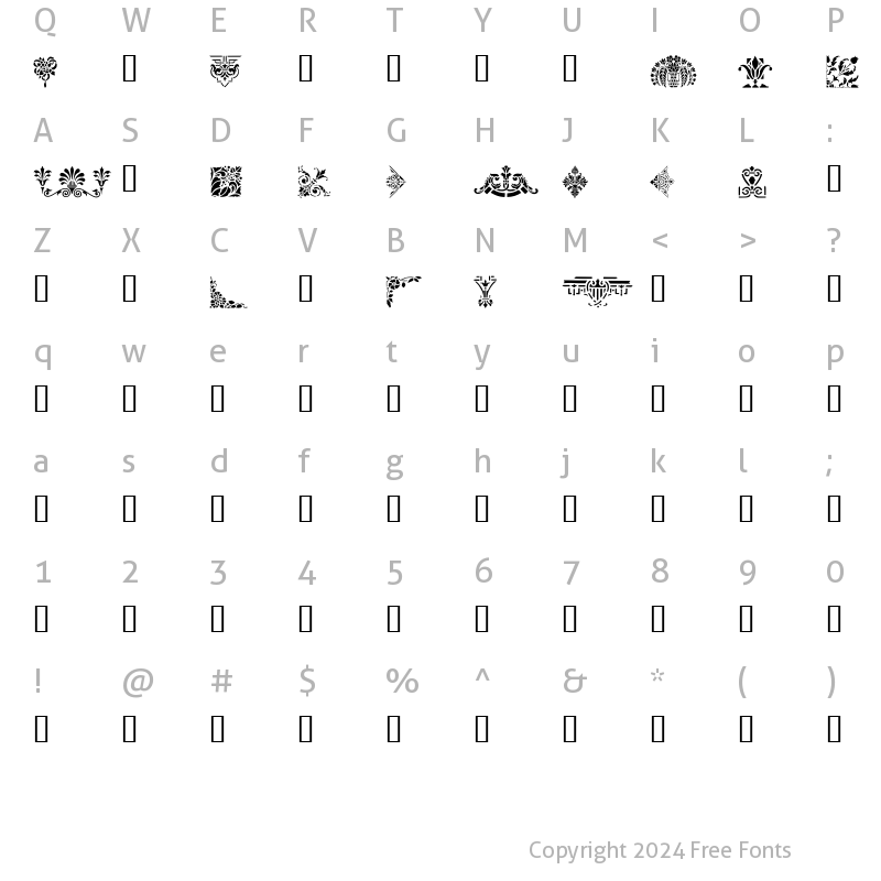 Character Map of Victorian Designs Three Regular