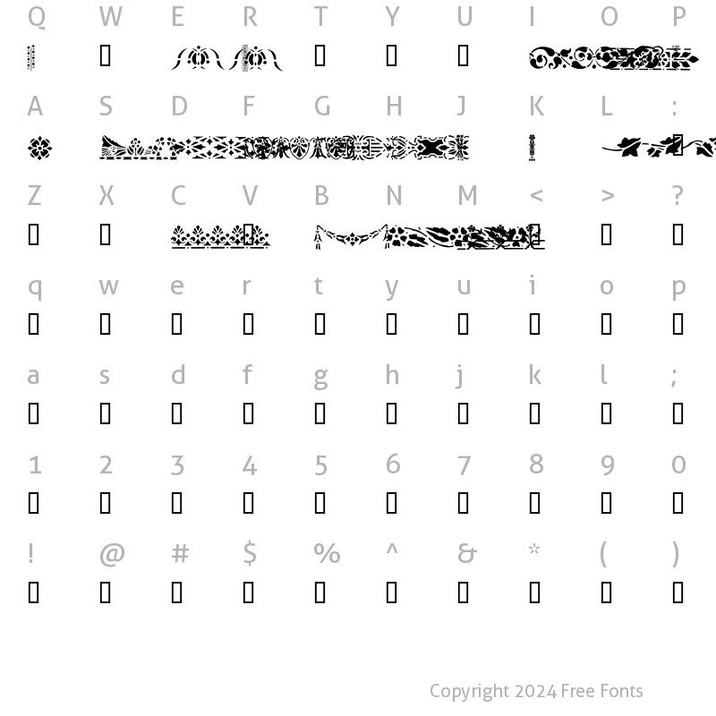 Character Map of Victorian Designs Two Regular