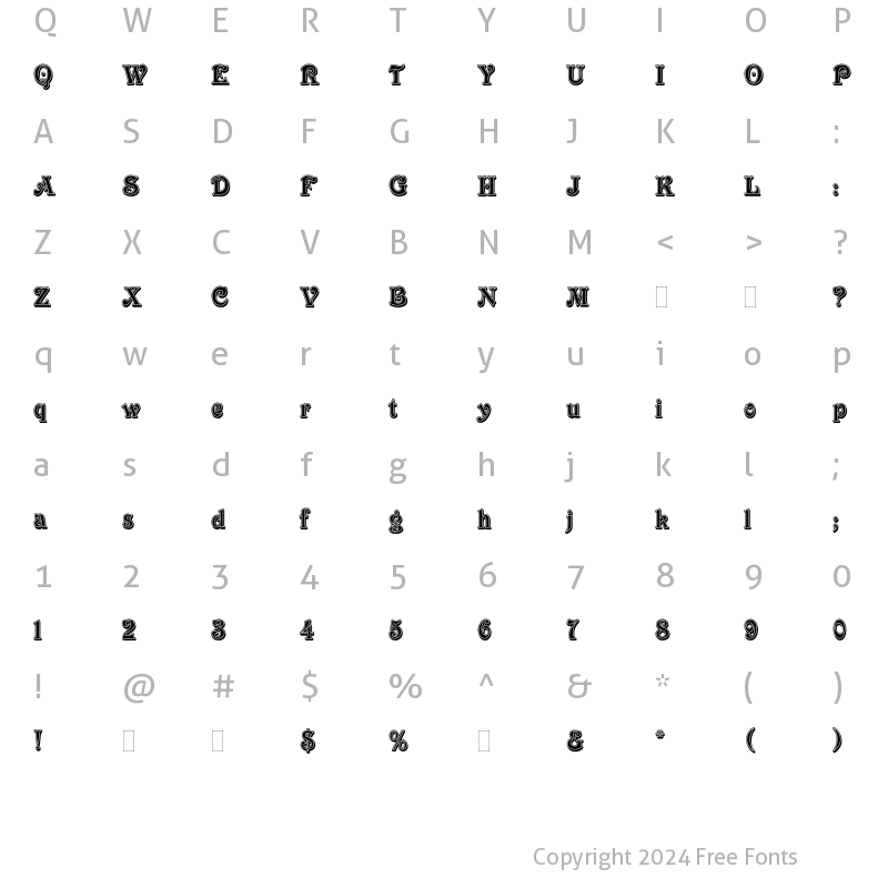 Character Map of Victorian Inline Shaded Plain Regular