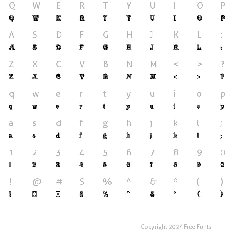 Character Map of Victorian Inline Shaded Std Regular