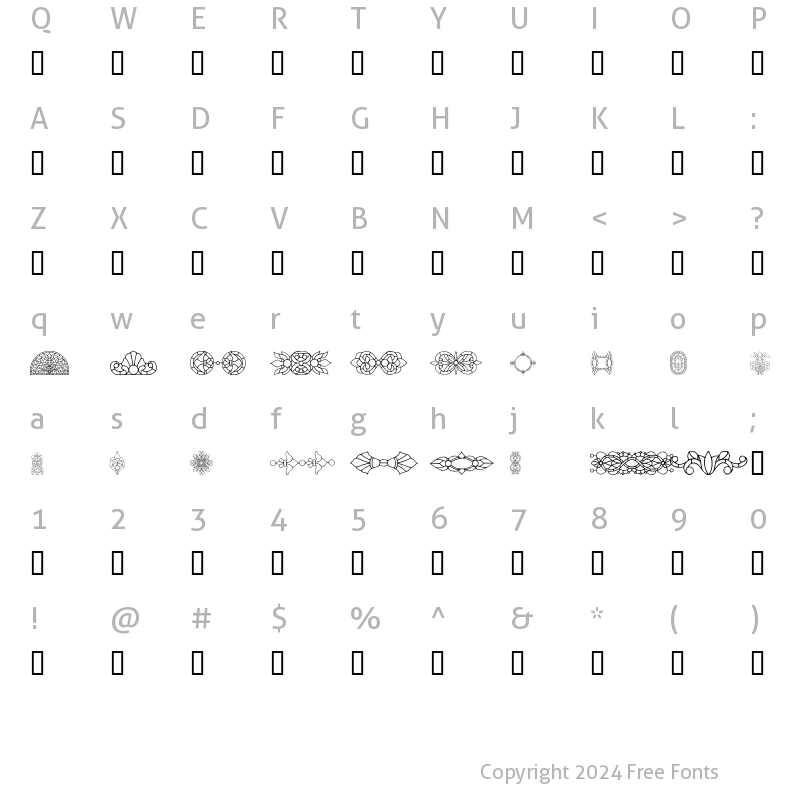 Character Map of Victorian Window Regular