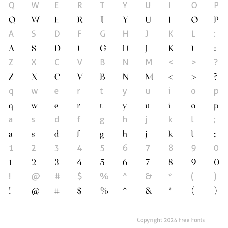 Character Map of Victorine Regular