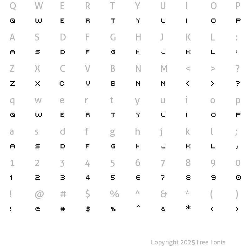 Character Map of Victor's Pixel Font Regular